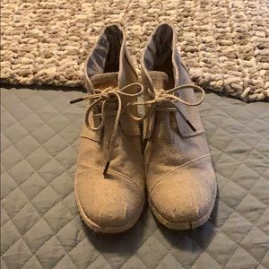 TOMS size 11 linen wedges.  Like new.  Worn twice.